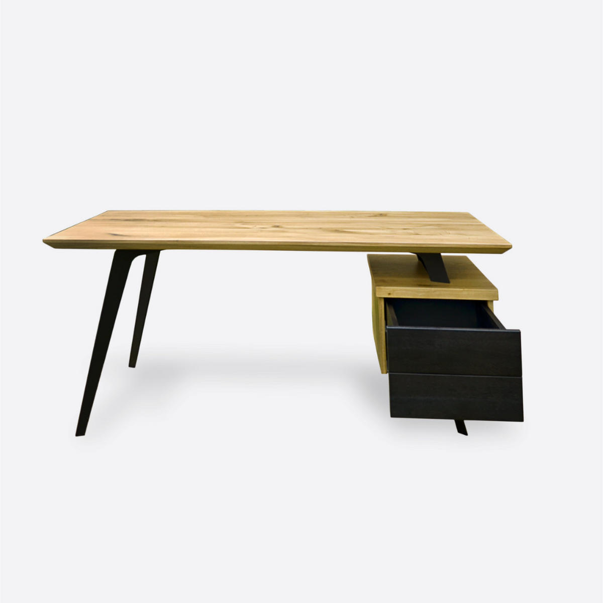 SCHREIBTISCH aus Eichenholz auf Metallbeinenfürs Büro VITA II - Eichefarben, Holz (80/160/75cm) - Rawood Furniture
