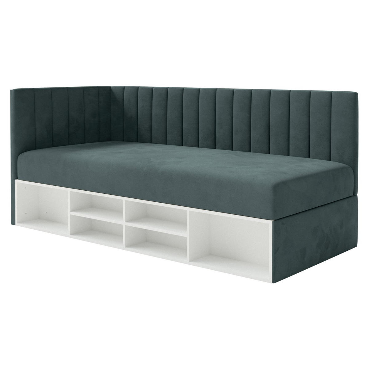 JUGENDBETT Ventrio Blaugrau Easy-Clean-Samtbezug 90x200 cm - Hellgrau, Kunststoff/Textil (90/200cm) - Selsey