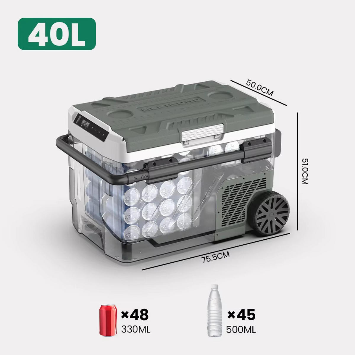 MINIKÜHLSCHRANK 40/50/60L Auto Gefrierbox Kompressorkühler - Grau, Kunststoff (75.5/51/50cm) - Coonoor