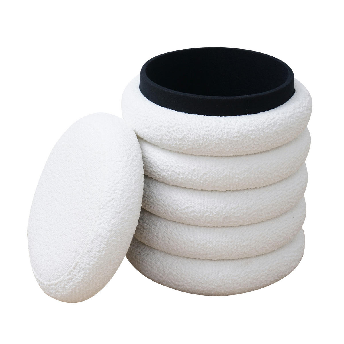 HOCKER BLOSSOM XS mit Stauraum Weiß - Weiß, Textil (40/43/40cm) - SVITA