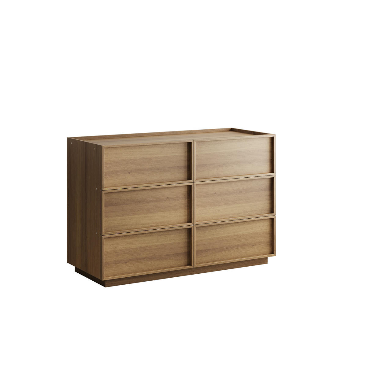 KOMMODE 115/48/78 cm aus MDF und Holzwerkstoff mit 6 grifflosen Schubladen Eichefarben - Nussbaumfarben, Holzwerkstoff (115/78/48cm) - Modenvie