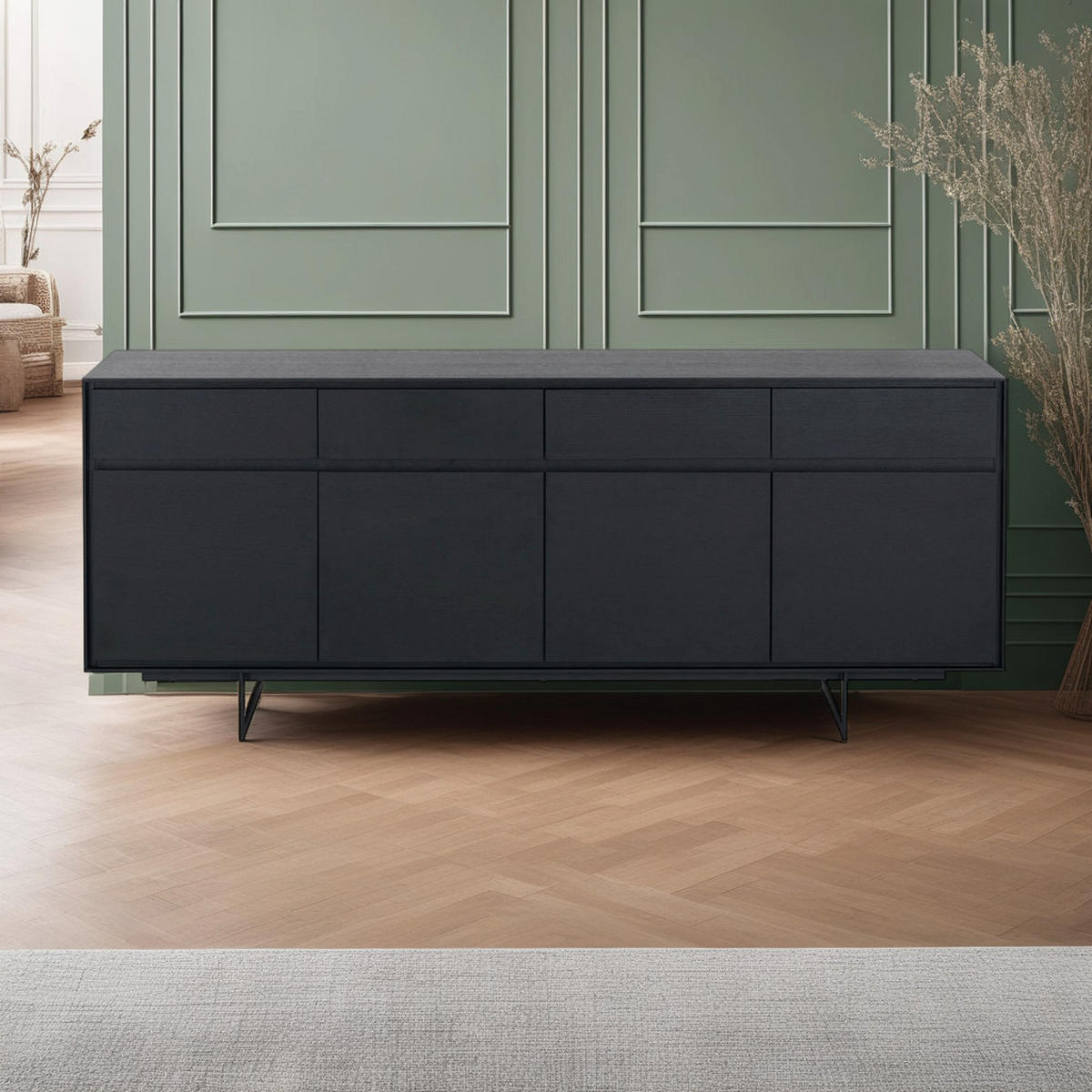SIDEBOARD Schwarz - Schwarz, Holz/Metall (205/82/45cm) - Furnhouse