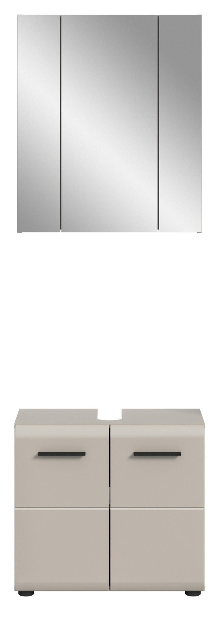 BADMÖBEL-SET Kaschmir 2-teilig 60 cm, Badschränke in modernem Design - Kaschmir/Schwarz, Glas/Holzwerkstoff (60/185/30cm) - Inn.Furn