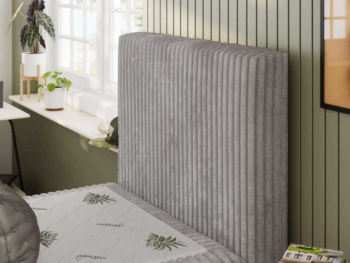 JUGENDBETT TILIO 90/200 - Hellgrau - H4 - Rechts Seite - Hellgrau, Textil (90/200cm) - MKS