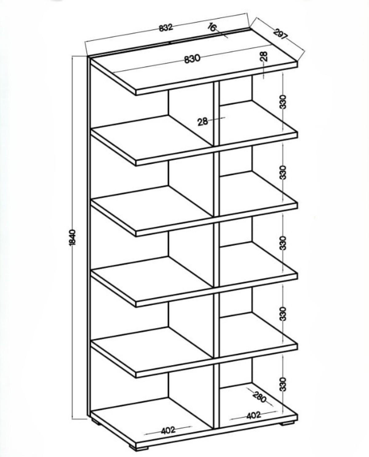 BÜCHERREGAL DUOMO 83,2x29,7x184 cm, Regal Grau - Grau, Holzwerkstoff (83.2/184/29.7cm) - MASSENO