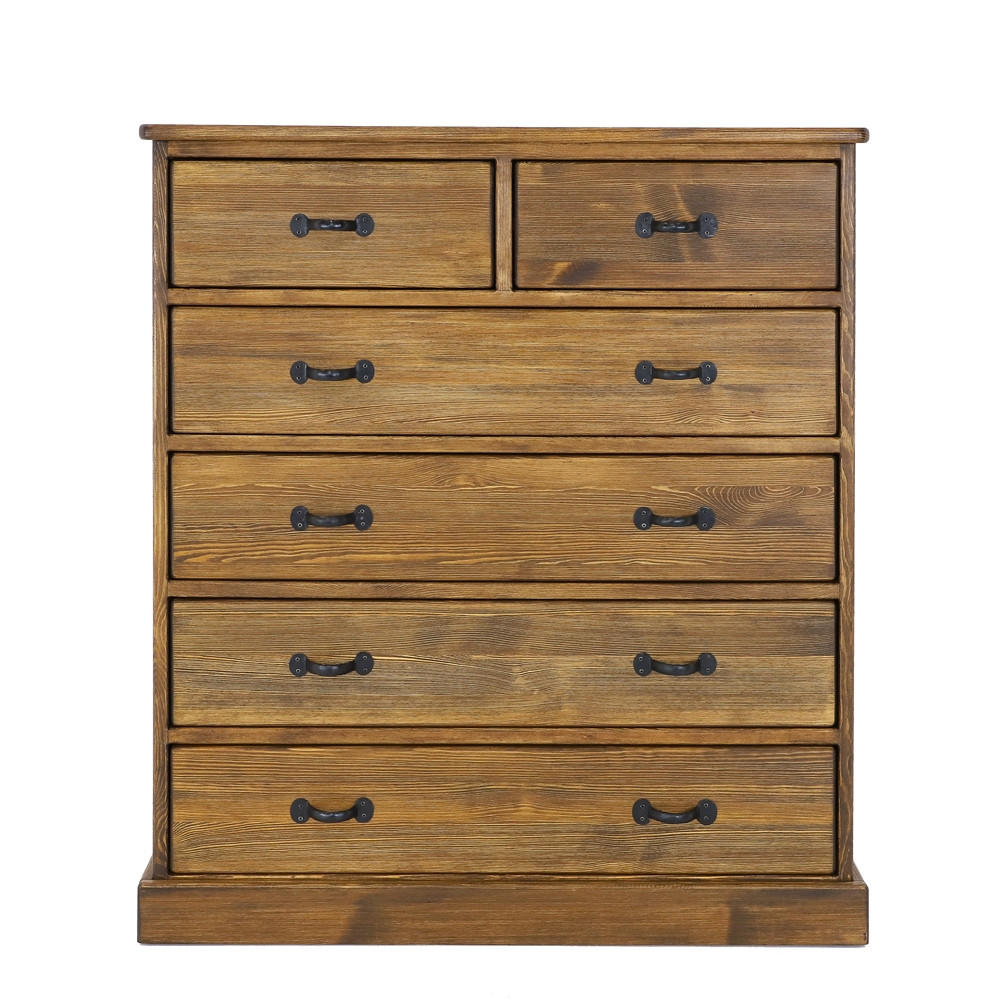 KOMMODE aus Massivholz Rustyk 5/6 - Dunkelbraun/Schwarz, Holz (112/125/45cm) - Seart