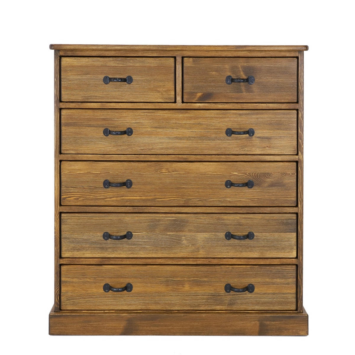 KOMMODE aus Massivholz Rustyk 5/6 - Dunkelbraun/Schwarz, Holz (112/125/45cm) - Seart