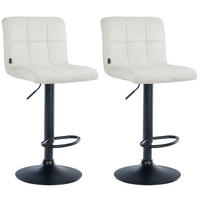 BARHOCKER 2er Set Peran Samt schwarz creme - Creme/Schwarz, Textil/Metall (46/114/47cm) - TPFLiving