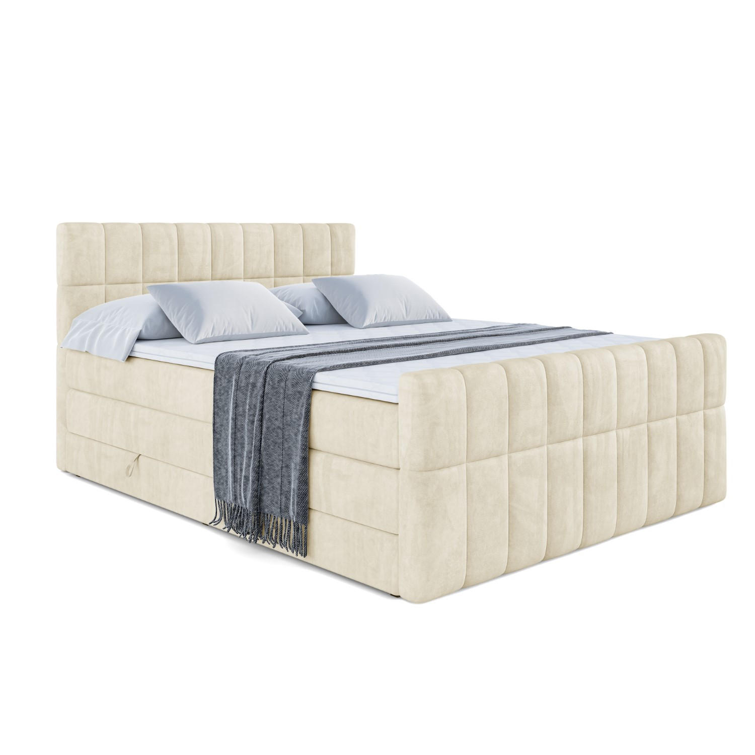 BOXSPRINGBETT MIAMI-Z KING - 200x200 - H3/H4 - Beige - Beige, Holzwerkstoff (200/200cm) - ALTDECOR