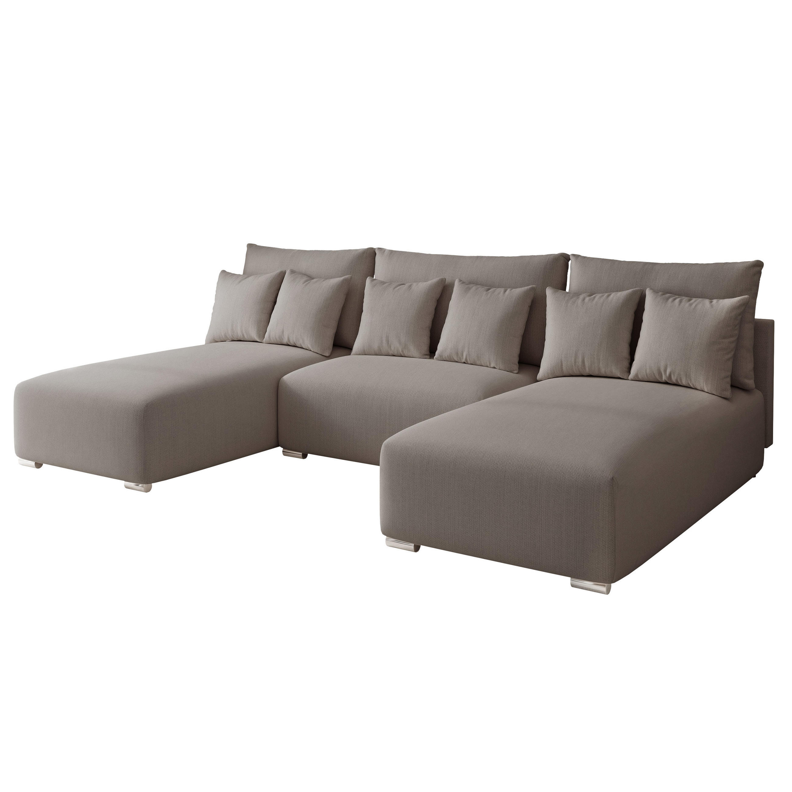 WOHNLANDSCHAFT ELVO mit Schlaffunktion und Bettkasten Grau - Grau, Holzwerkstoff/Kunststoff (300/91/190cm) - Idohome
