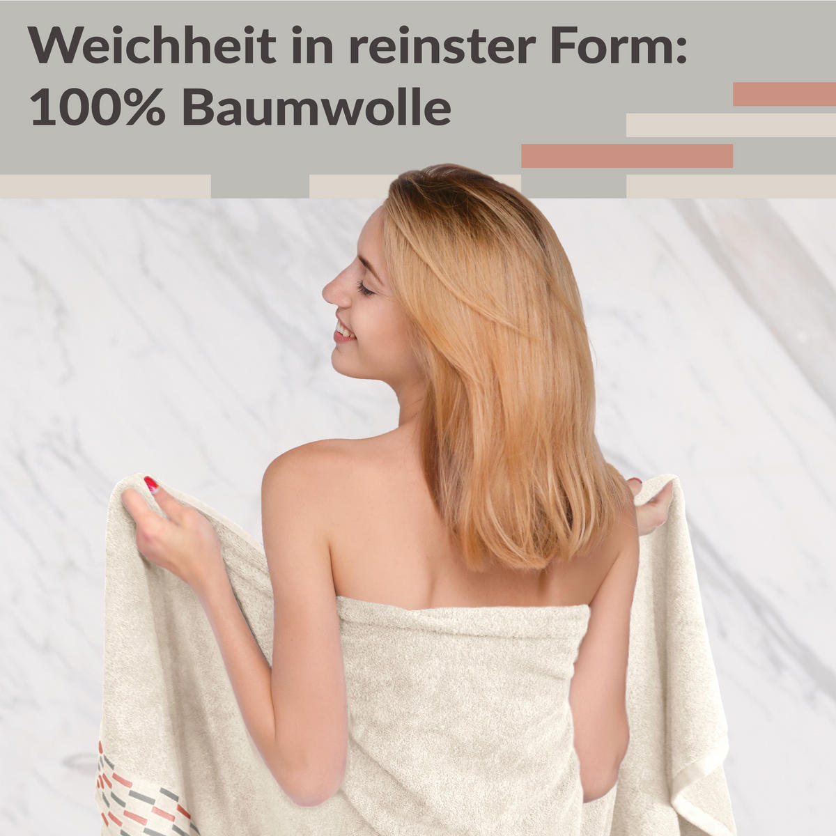 BADETUCH extra groß Lugano Natur 90x180 cm - Naturfarben, Textil (90/180cm) - Lashuma