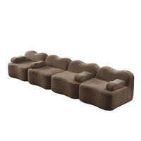 SOFA 384/98/70 cm in Braun aus Samt mit tiefer Sitzfläche - Braun, Textil (98/70/384cm) - Flora Grace