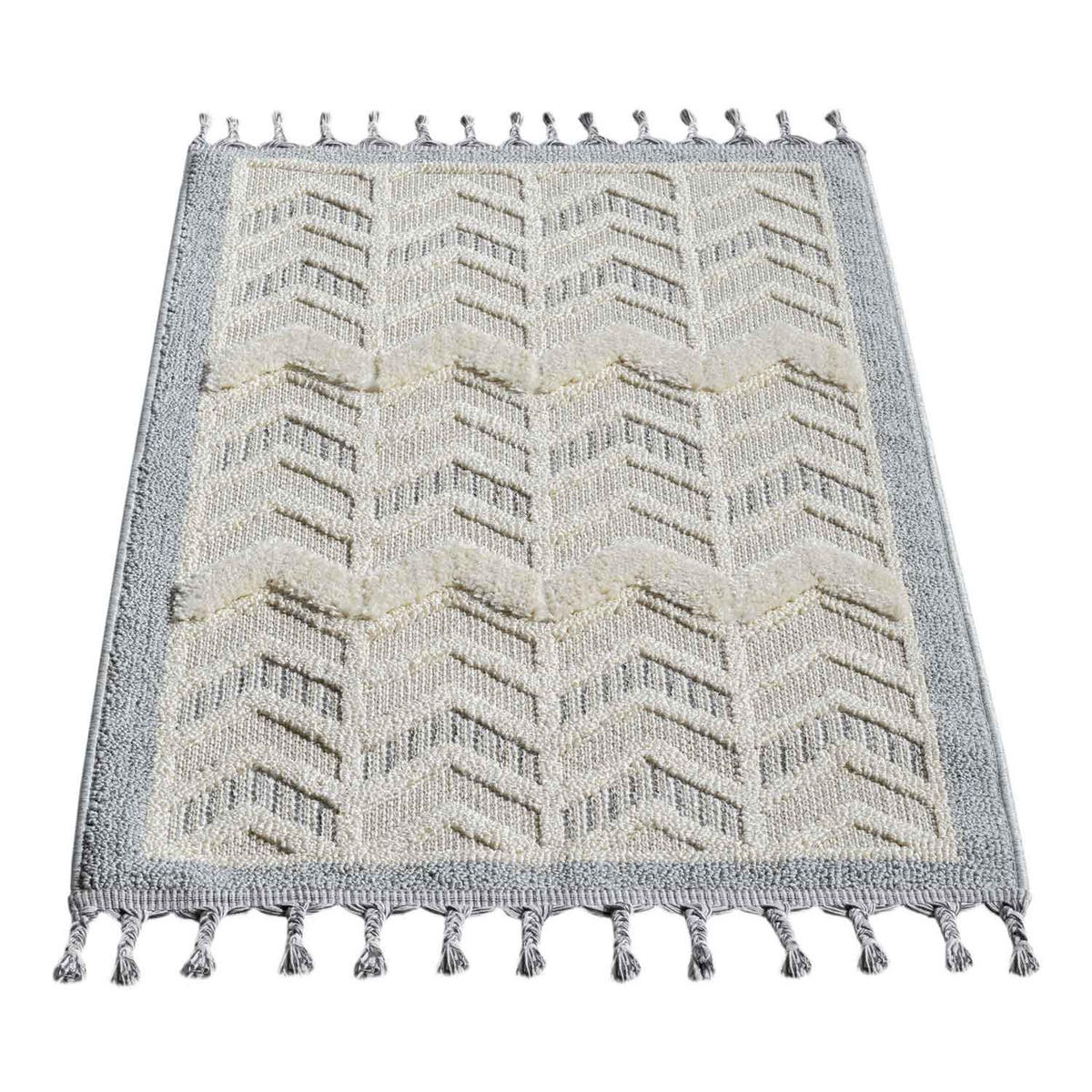 KURZFLOR-TEPPICH Valencia 920 Creme 80x150 cm - Blau/Creme, Textil (80/150cm) - carpet city