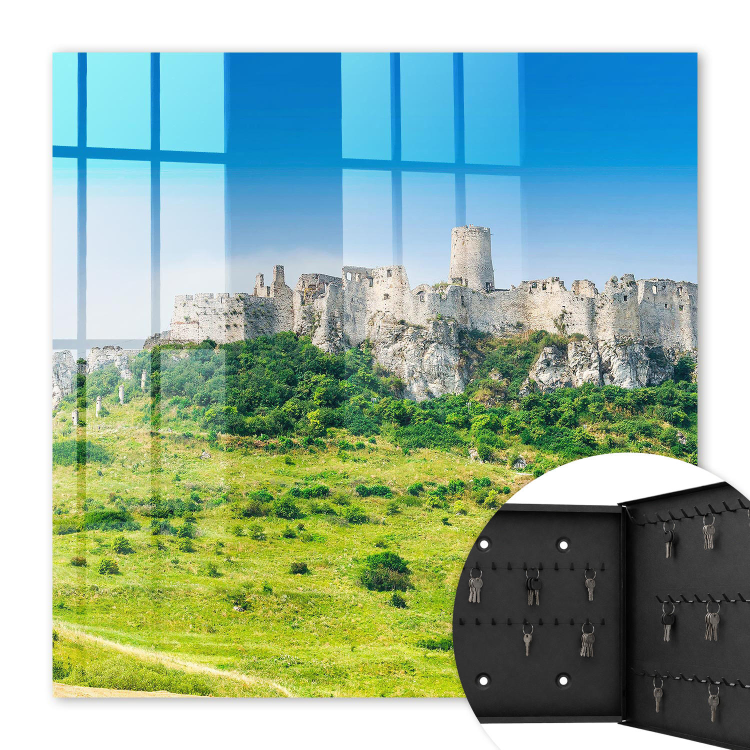 SCHLÜSSELBOX Schwarz 30x30 cm- Türöffnung nach rechts - Steinburg - Blau, Metall (30/30/5cm) - TULUP