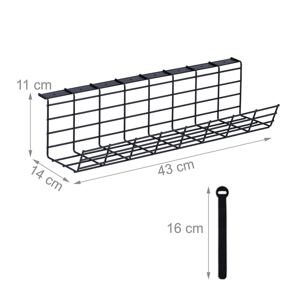 2XKABELKANAL - Schwarz, Metall (14/43/11cm) - Relaxdays