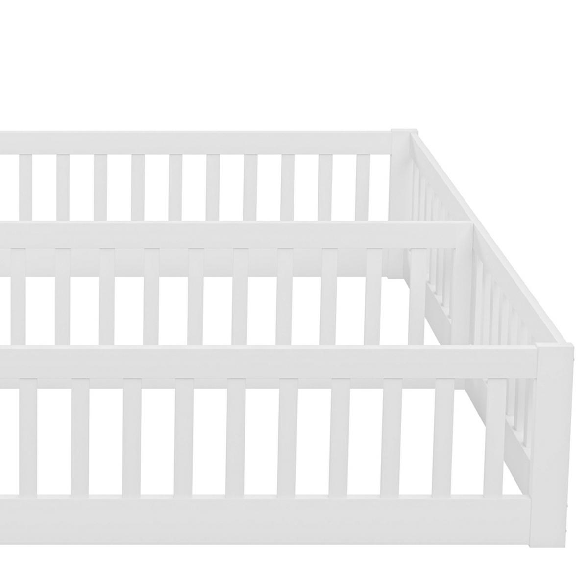 PANELBETT 90x200cm Weiß Kiefer Kinderbett Gitter für 2 Kinder - Weiß, Holz (90/200cm) - FLIEKS