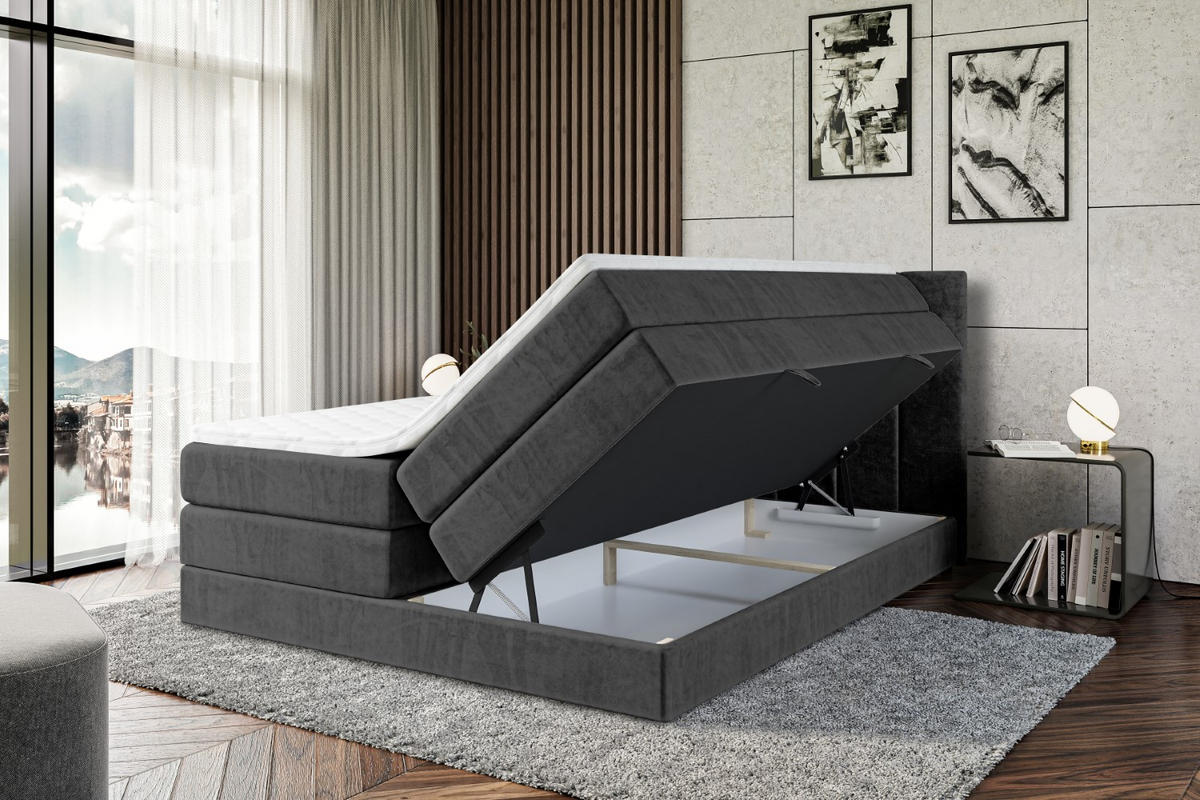 BOXSPRINGBETT MOETI KING - 180x200 - H3/H4 - Schwarz - Schwarz, Holzwerkstoff (180/200cm) - ALTDECOR