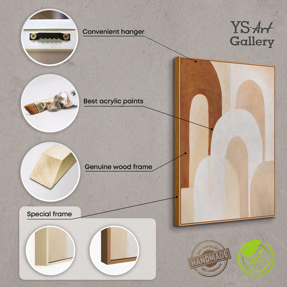 GEMÄLDE Atem der Architektur Schattenfugenrahmen Beige 140x100 cm - Beige, Holz (140/100cm) - YS-art gallery