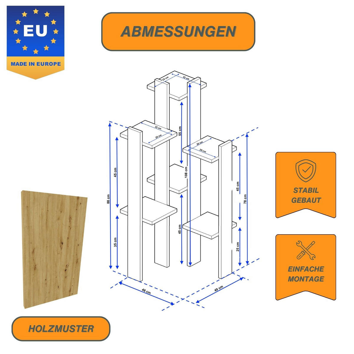 BLUMENSTÄNDER M6 - Eiche Artisan, Holzwerkstoff (49/108/48cm) - RAUMHIRSCH FURNITURE
