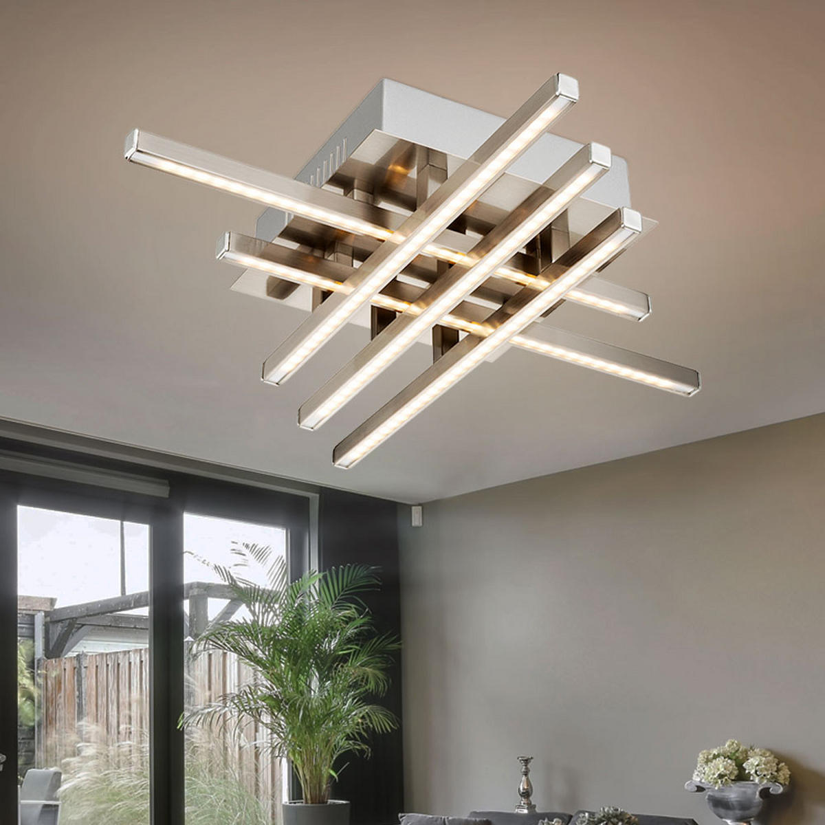 LED DECKENLEUCHTE Mike Silber Metall - Silberfarben, Metall (40/40/8cm) - Globo Lighting