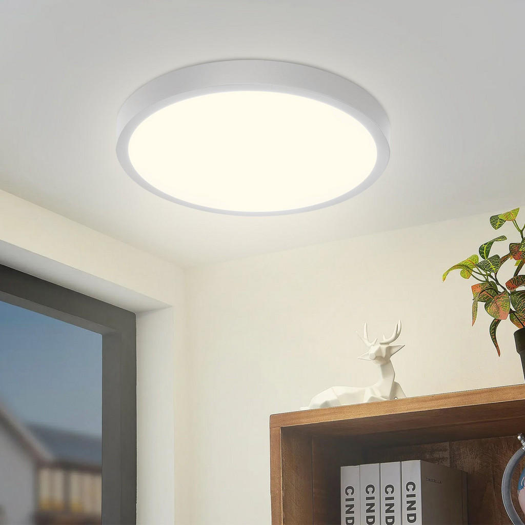Thumbnail - ZMH Led-Deckenleuchte, Weiß, Kunststoff, Mode, Rund,Rund, 23x2.1 cm, Lampen & Leuchten, LED Beleuchtung, LED-Deckenleuch...