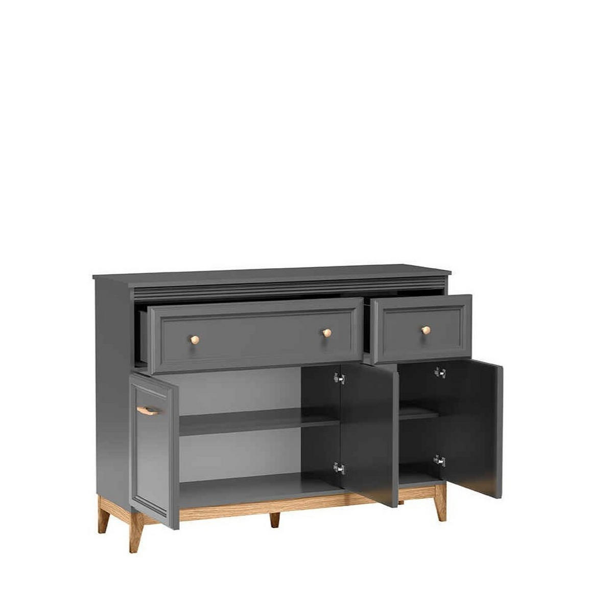 KOMMODE SUOLO 135,5/100/40,5cm mit 2 Schubladen 3 Türen Grau - Grau, Holzwerkstoff (135.5/100/40.5cm) - MASSENO