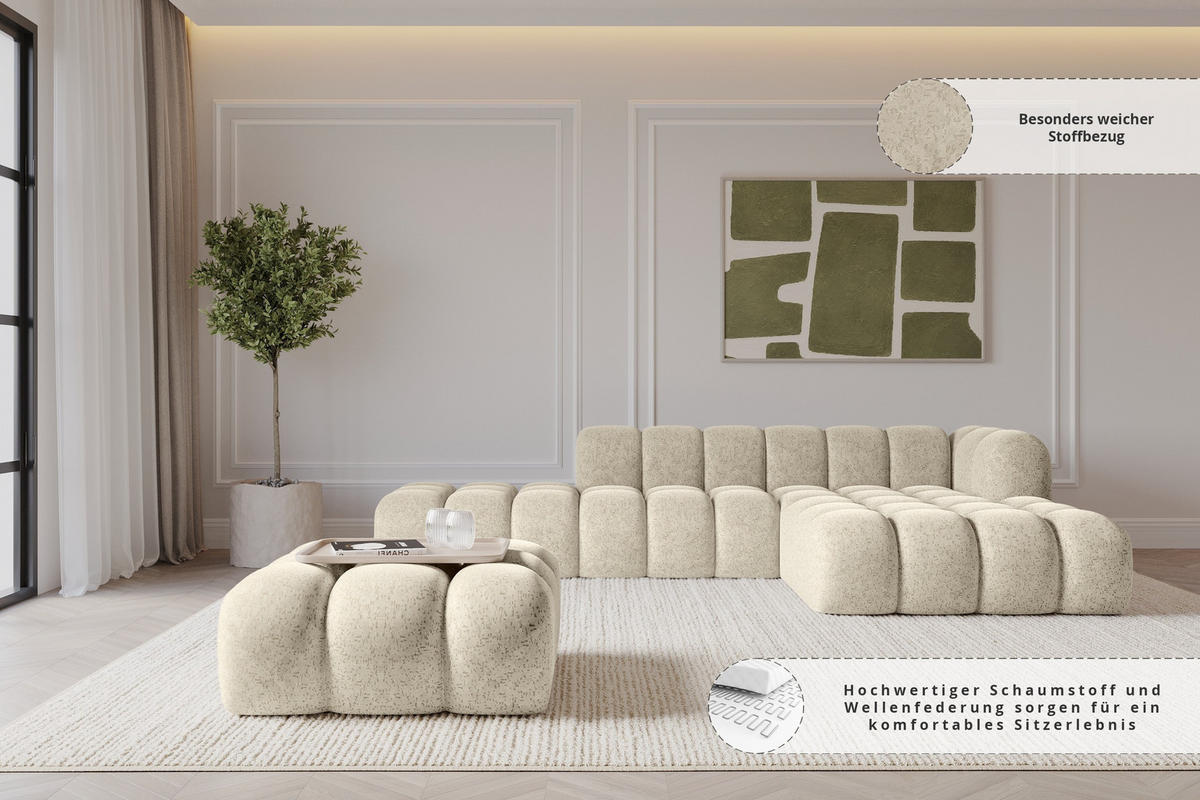 TABURET OLEA-PUF 91x87x44 cm Krémová Žinylka - černá/krémová, kompozitní dřevo/textil (91/44/87cm) - ALTDECOR