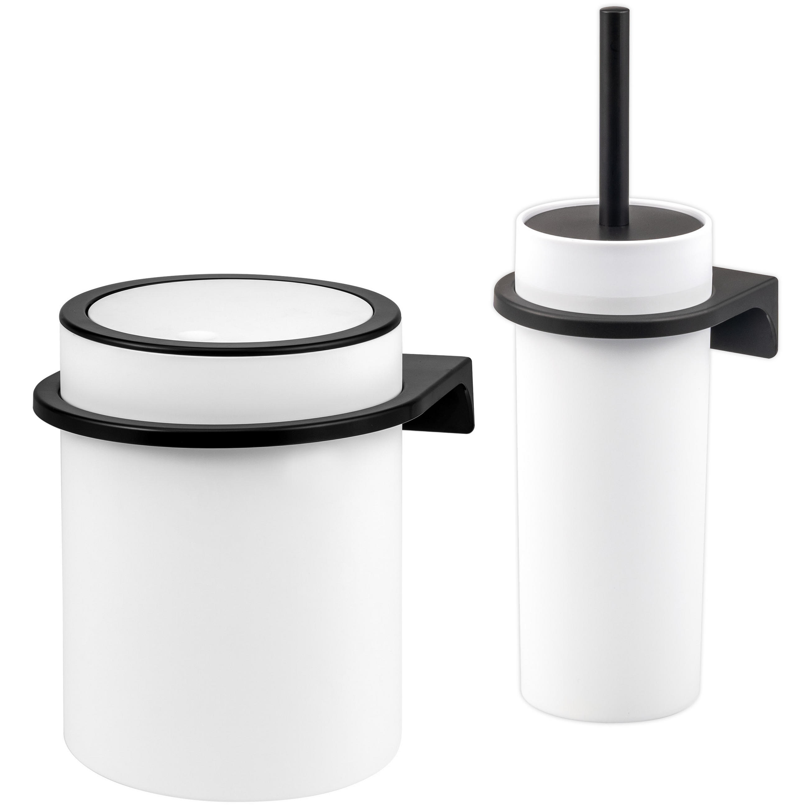 WC-GARNITUR 2-TLG. Bürste u. Eimer SAVONA Softtouch inkl. Wandhalterung, rund - weiß - Weiß, Kunststoff (19/24.5/19cm) - bremermann