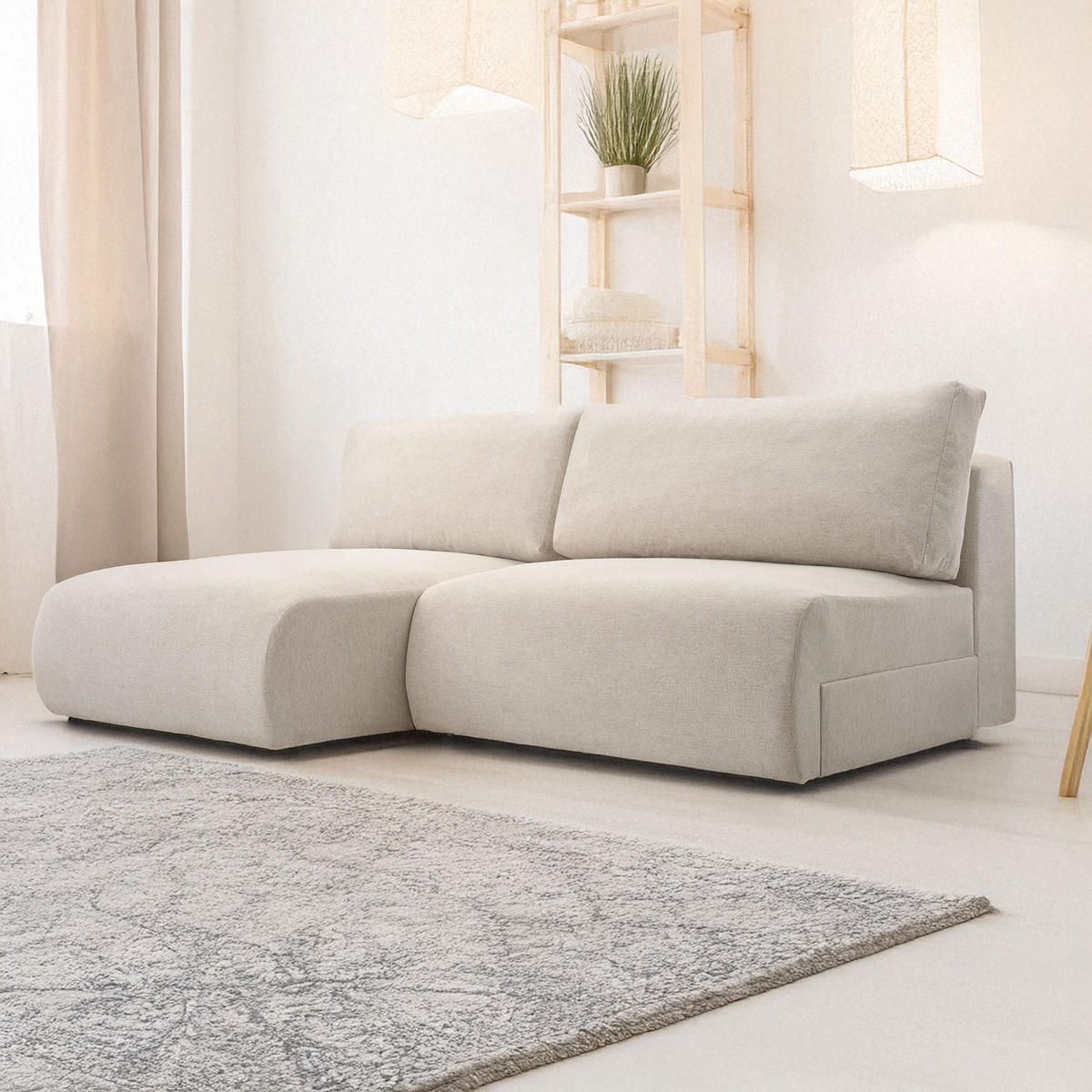 ECKSOFA Ripley mit Schlaffunktion, Beige - Beige, Textil (223/150cm) - Fedve