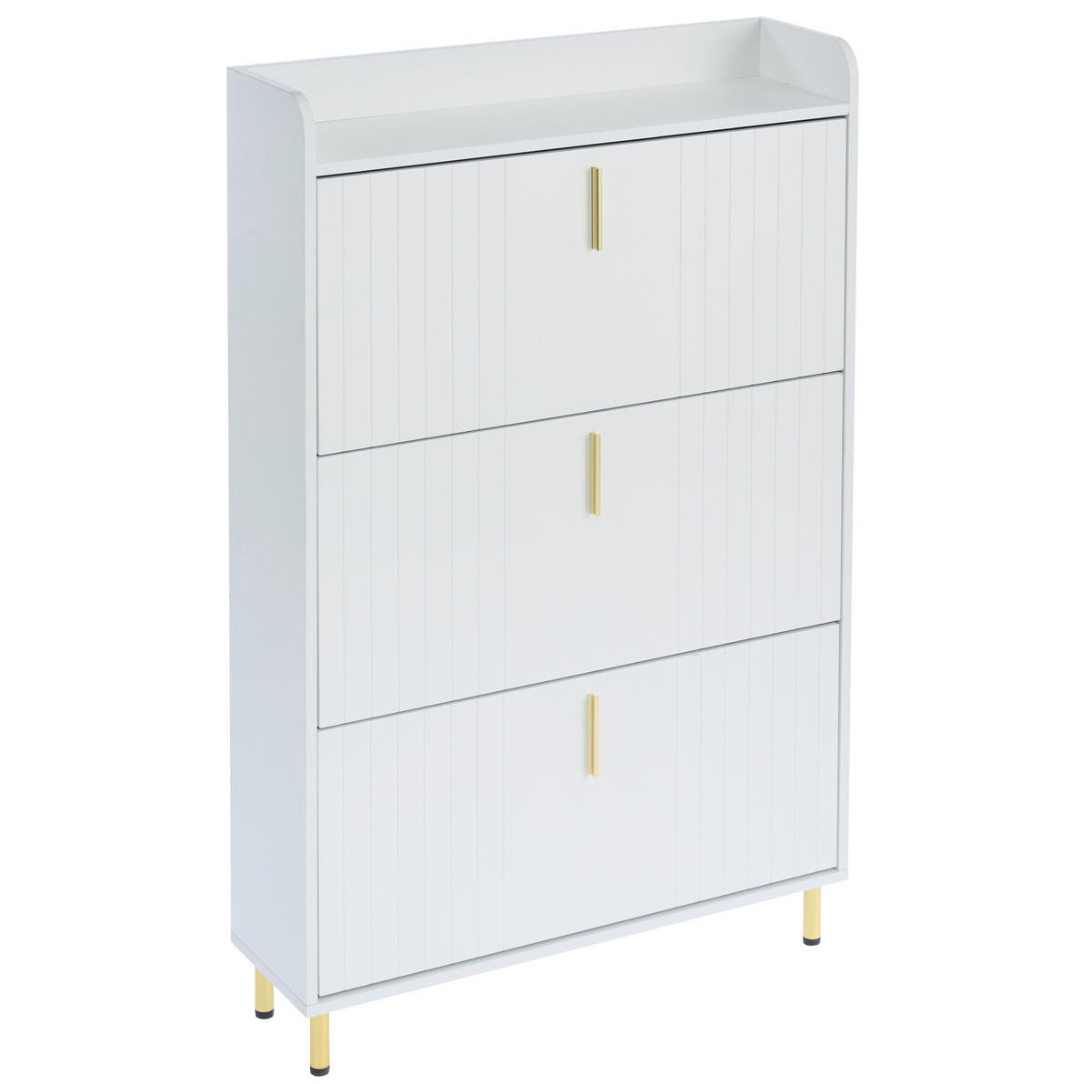 SCHUHSCHRANK 80/23/123,5 cm aus MDF mit 3 Klappen und verstellbaren Einlegeböden, platzsparend, Weiß - Weiß, Holzwerkstoff (80/123.5/23.5cm) - Redom