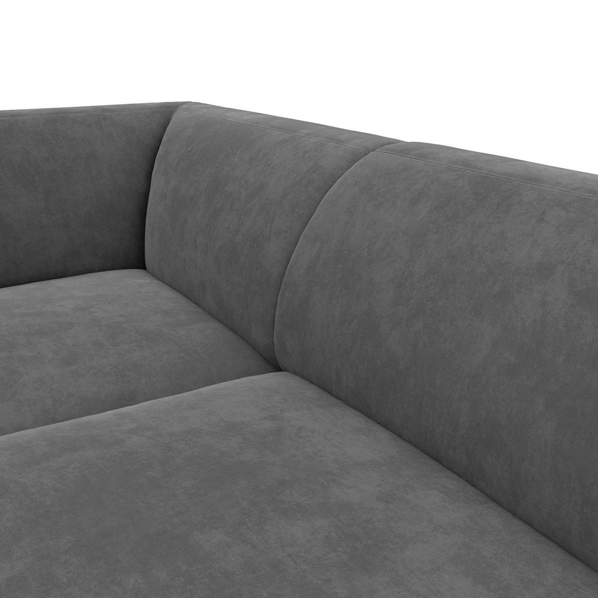 2,5-SITZER ECKSOFA mit Ottomane - Schwarz/Grau, Textil/Metall (252/205cm) - home24