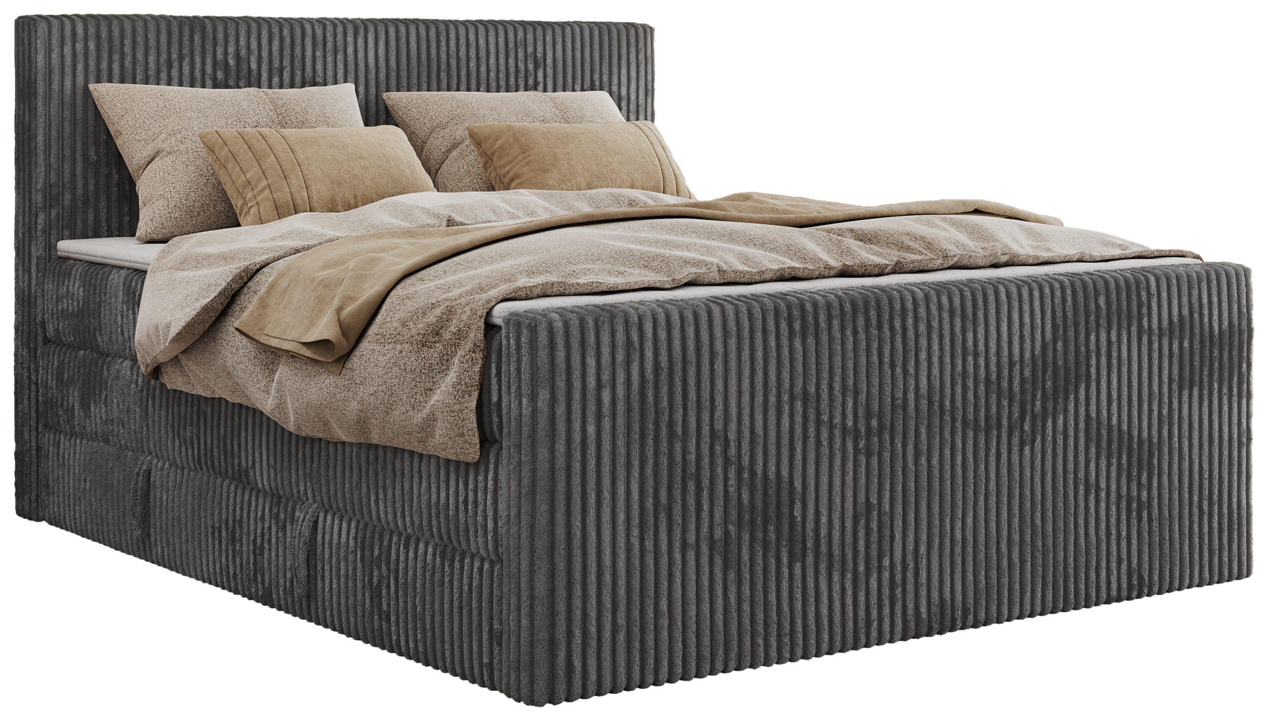 MKS POSTEL BOXSPRING TILIANO KING DUO 140/200 - Šedá manšestr - H3