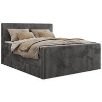 BOXSPRINGBETT TILIANO KING DUO 160/200 - Grau Cord - H4 - Grau, Textil (160/200cm) - MKS