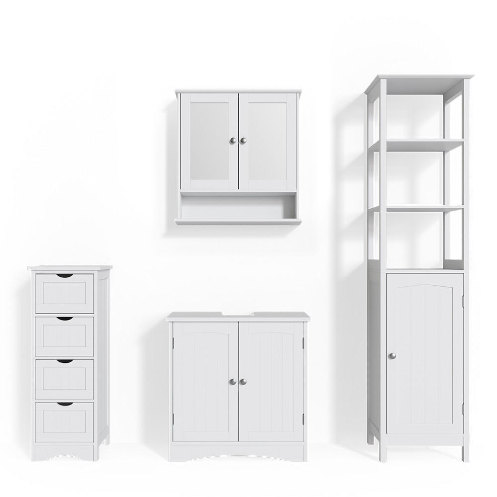 BADMÖBEL-SET Bianco Weiß 4 Teile - Weiß, Holzwerkstoff (60/60/30cm) - Vicco