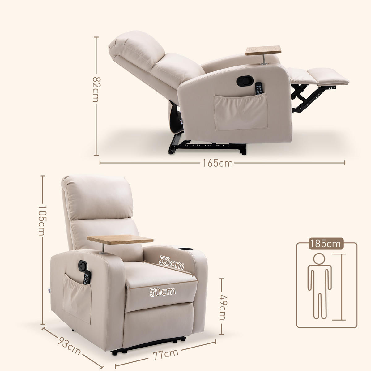RELAXSESSEL, Mikrofaser - Beige, Metall (93/105/77cm) - HOMCOM