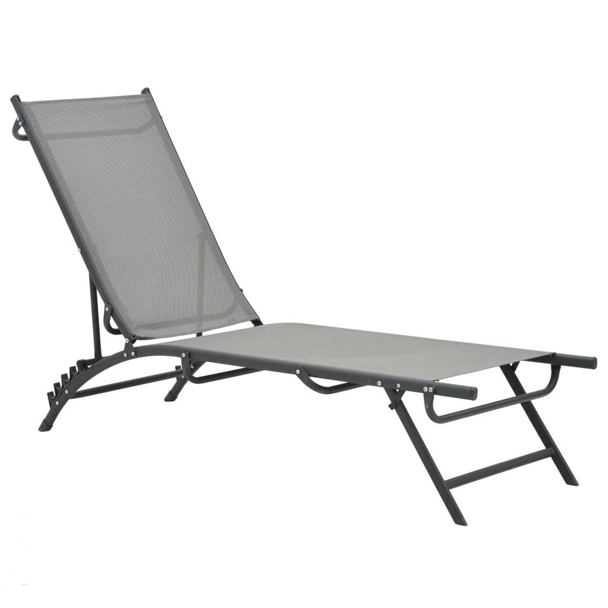 SONNENLIEGEN 2 Stk. Textilene und Stahl - Grau, Metall (53/32.5/180.5cm) - furnicato