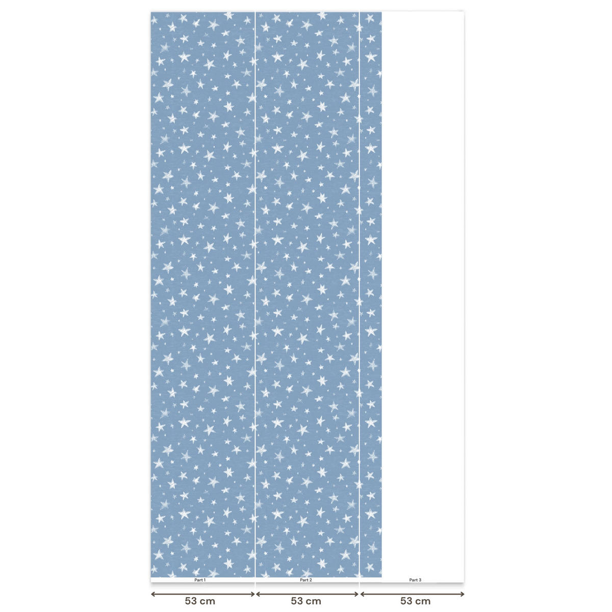 KINDERTAPETE - Sterne - Muster - Blau - 120x280 cm - Hellblau, Papier (120/280cm) - OnlyWow