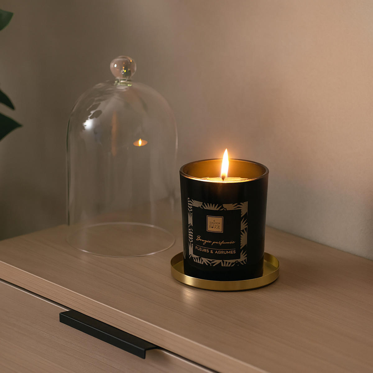 DUFTKERZE mit Glaskuppel Feel 10/10/20 cm - Dunkelblau, Paraffin (10/20cm) - Atmosphera Createur d´interieur