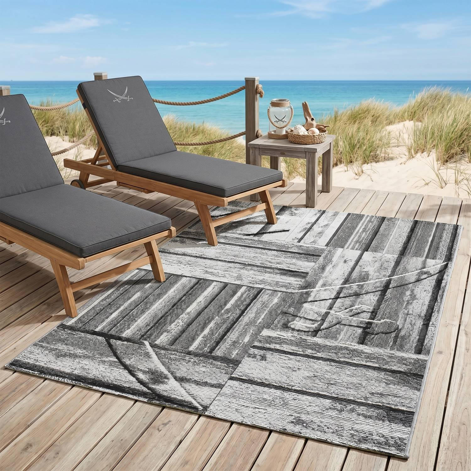 Sansibar Sylt Outdoorteppich Grau 130x190 cm
