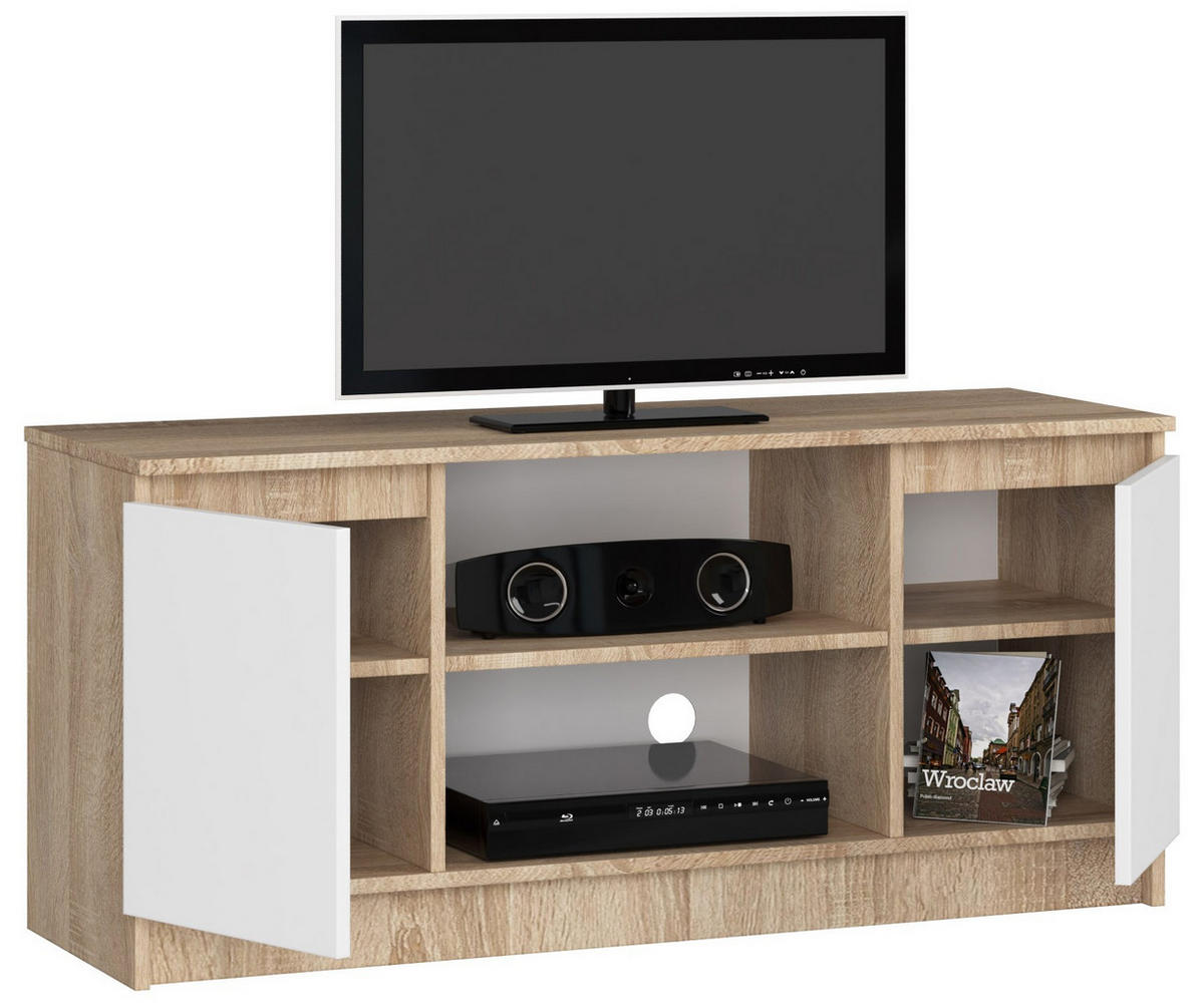 LOWBOARD Eiche Sonoma, Weiß 55/120/40 - Weiß, Holzwerkstoff (120/55/40cm) - RAUMHIRSCH FURNITURE