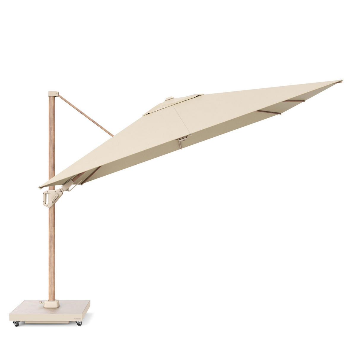AMPELSCHIRM quadratisch 3 x 3 m Challenger T² Premium 360° kippbar natur/teak - Creme, Metall (300/300cm) - Platinum