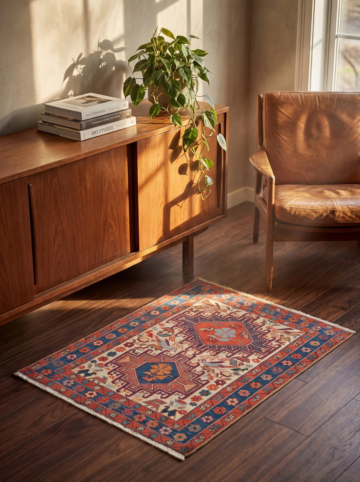 HANDWEBTEPPICH Sumak Shahsavan Beige 95/79 cm Baumwolle - Beige, Textil (79/95cm) - Looma