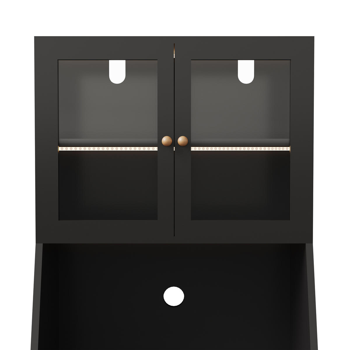 BUFFET modern, schwarz, LED-Beleuchtung, groß, minimalistisch, elegant - Schwarz, Holz (70/180/40cm) - EuroLiving