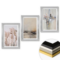 WANDBILDER 3er Set - 20x30 cm Silberner Rahmen - Abstrakte Vegetationsmuster - Silberfarben, Kunststoff (20/30cm) - ArtPrintCave