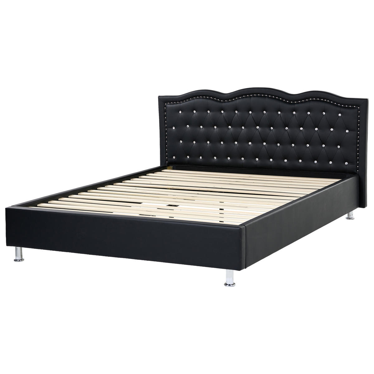 BETT 160/200cm Schwarz Metz - Schwarz, Kunststoff/Textil (160/200cm) - Beliani