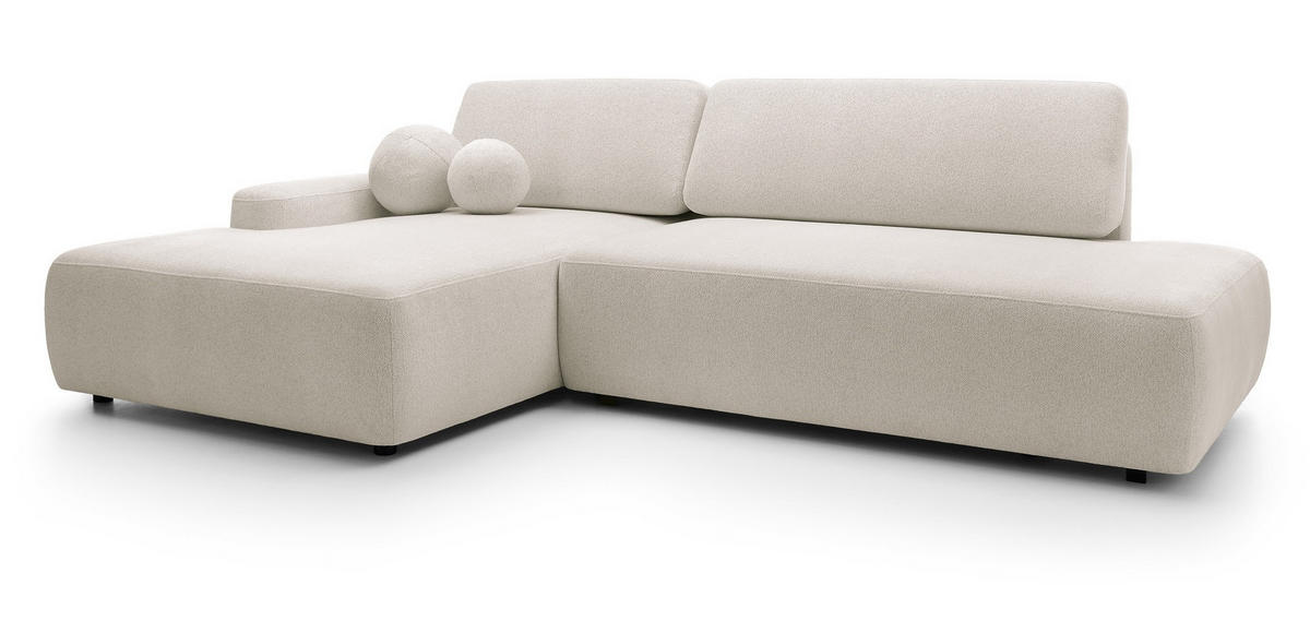 ECKSOFA 275 cm mit Schlaffunktion Orea O, Links, Beige - Beige, Holz (276/164cm) - Emporius