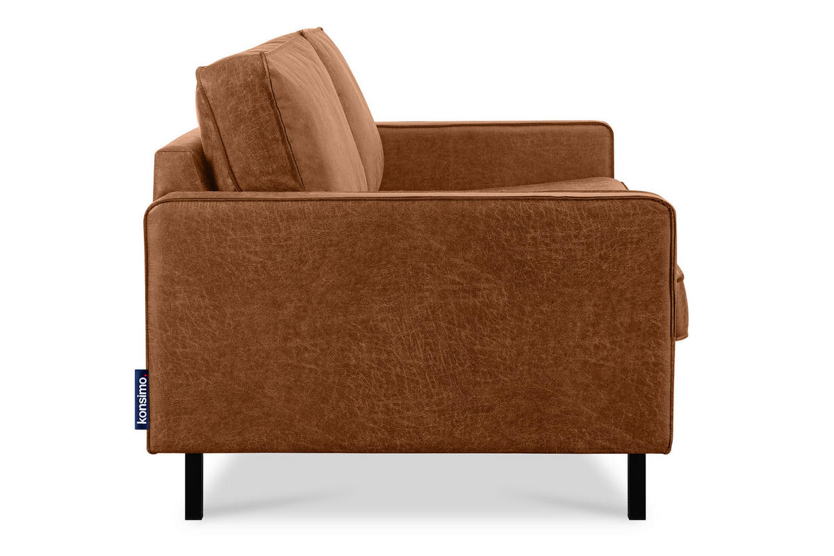2-SITZER-SOFA INVIA Klassische-Stil mit Armlehnen, Lederoptik-Stoff, rot - Rot/Schwarz, Textil (164/87/98cm) - KONSIMO®