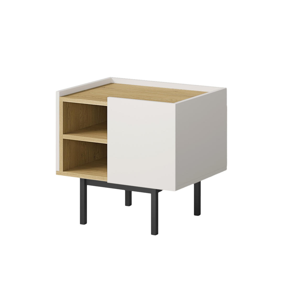 RECHTS Nachttisch auf Beinen Noel 50 Kaschmir/Cremona-Eiche - Kaschmir/Eichefarben, Holzwerkstoff/Metall (53/50/42cm) - mzm24