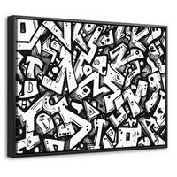LEINWAND Bilder mit Rahmen - Formen - Buchstaben - Graffiti - Schwarz - 40x30 - Schwarz, Textil (40/30cm) - MuchoWow