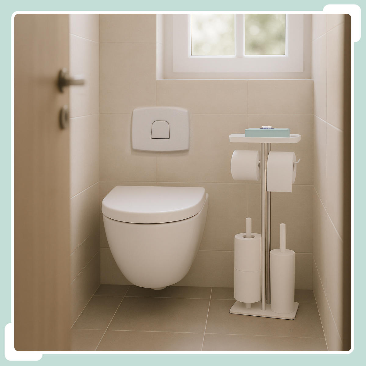 WC-GARNITUR - Weiß, Kunststoff/Metall (30/77/15cm) - Relaxdays